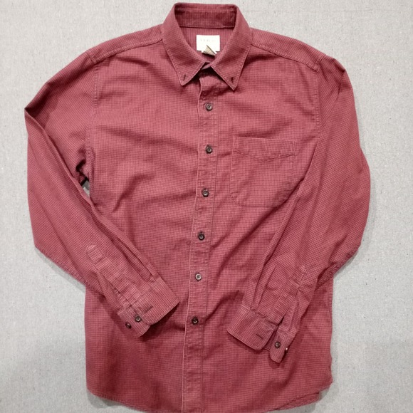 L.L. Bean Other - LL Bean Mens Traditional Fit Houndstooth Button Down Shirt Burgundy M 298275